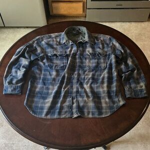 Outdoor Exchange- Blue Plaid Flannel Shirt Jacket